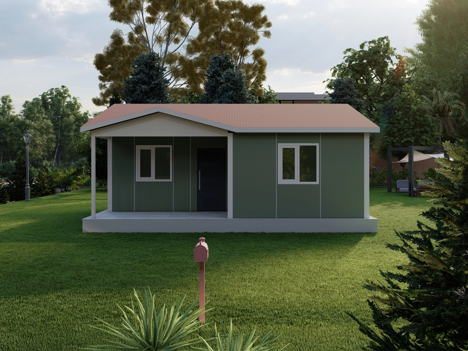 AP-1065 tek kat prefabrik konut 65 m² dış cephe görünümü