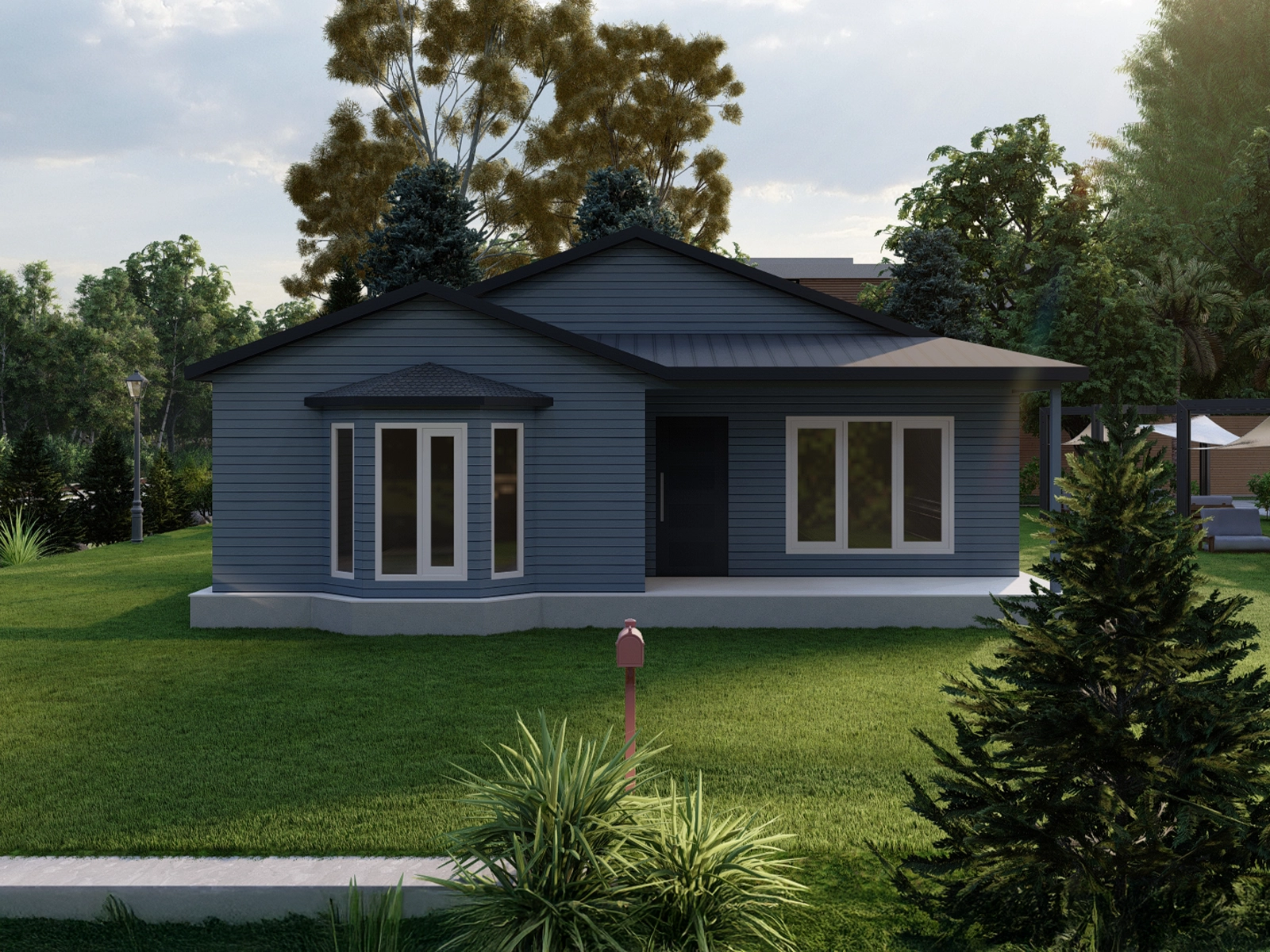 AP-1086 tek kat prefabrik konut 86 m² dış cephe görünümü