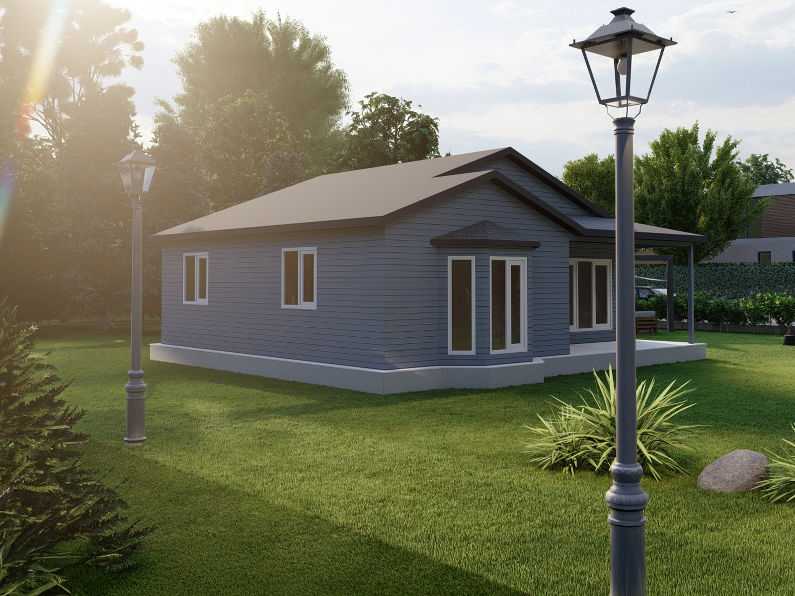 AP-1086 tek kat prefabrik ev ikinci cephe açısı