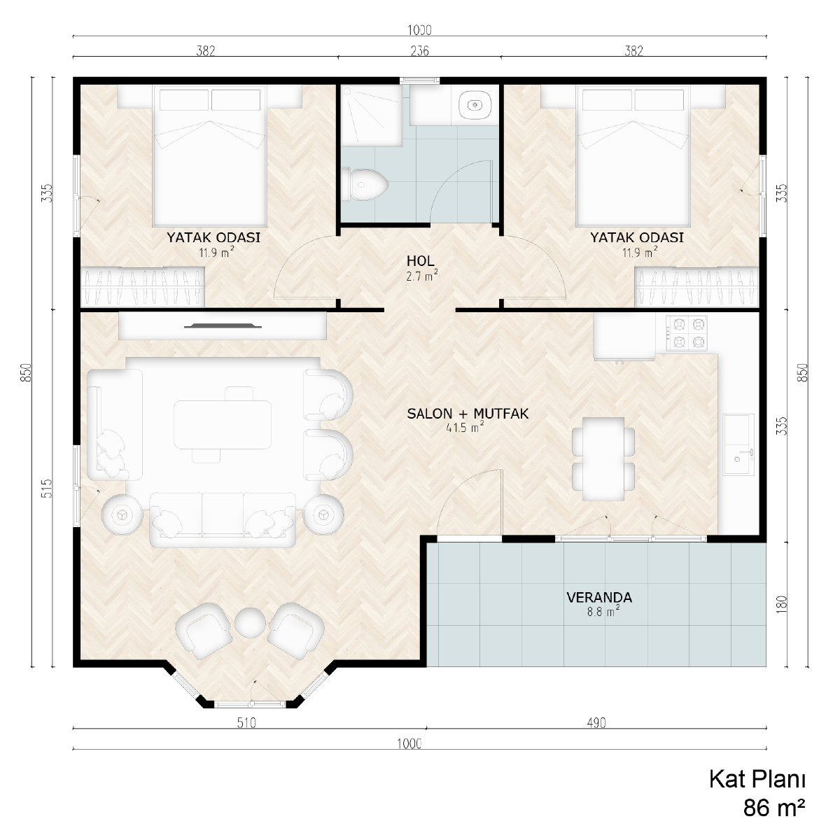 AP-1086 Single Storey Prefabricated House Ground Floor Plan
