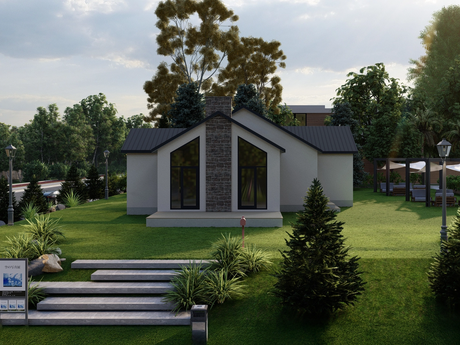AS-1108 tek kat hafif çelik konut 108 m² dış cephe görünümü
