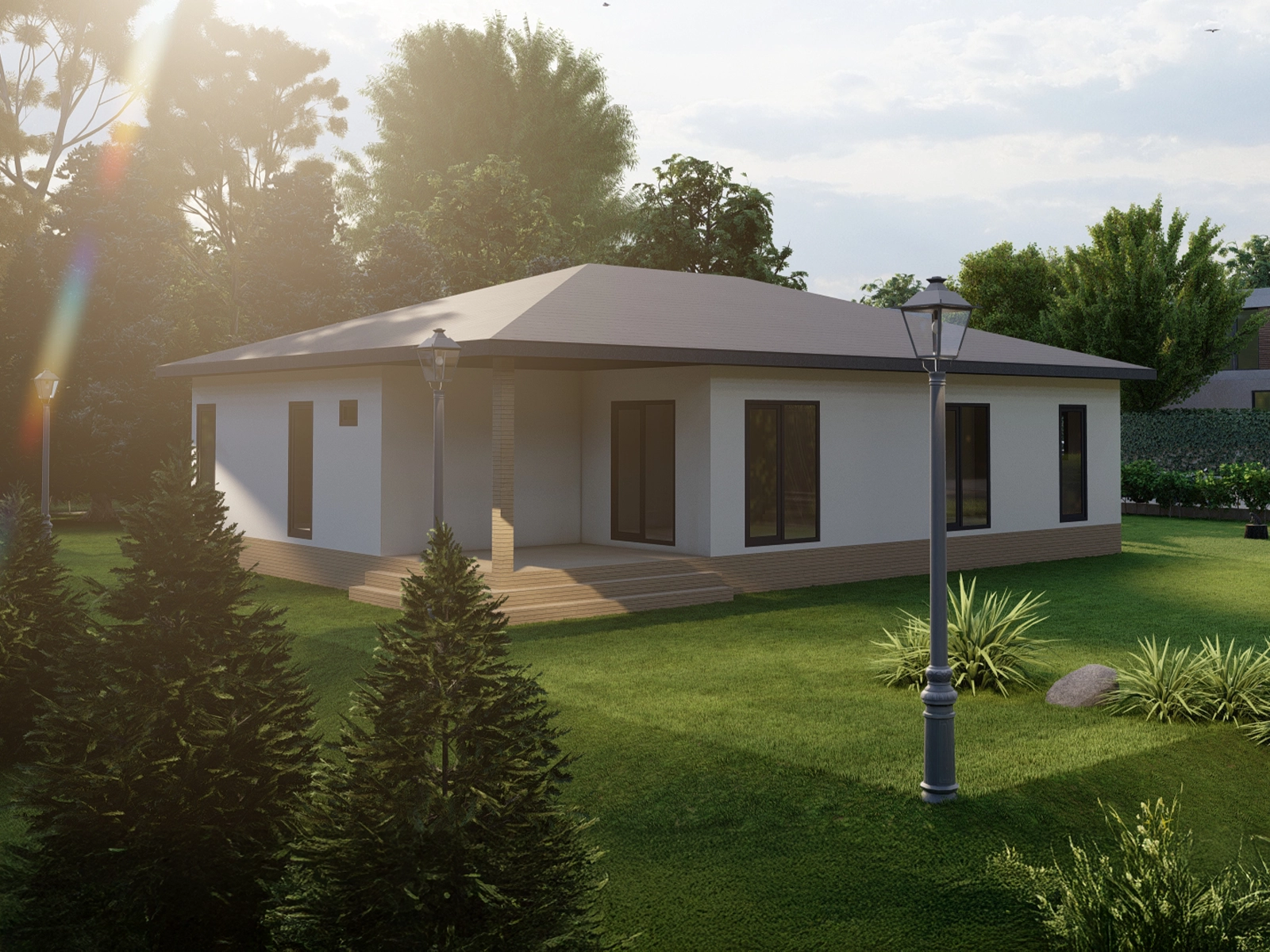 AS-1175 tek kat çelik ev ikinci cephe açısı