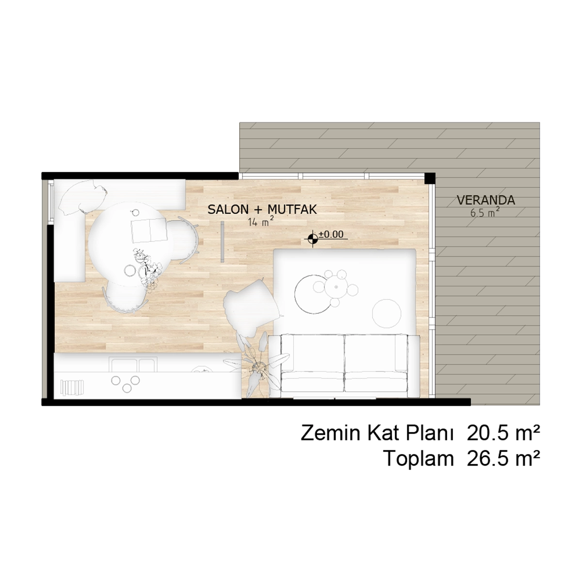 TH-2026 Tiny House Zemin Kat Planı